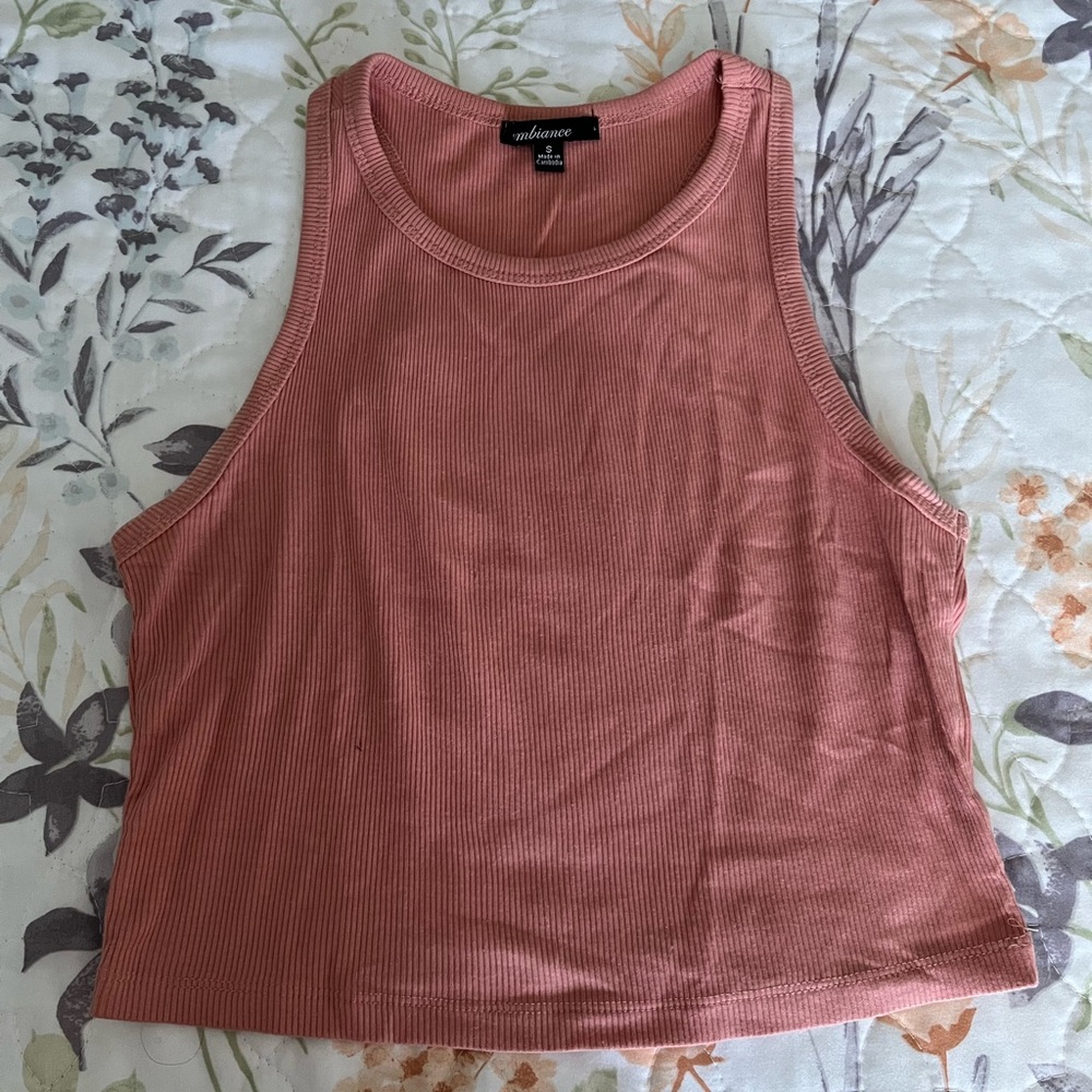 Pink Ribbed Women's Tank Top
